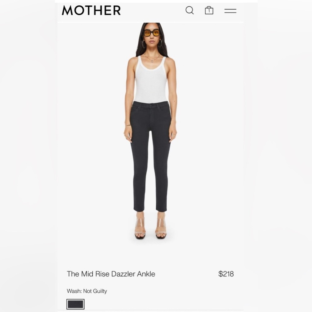 MOTHER The Mid Rise Dazzler Ankle Fray in Not Guilty, size 25